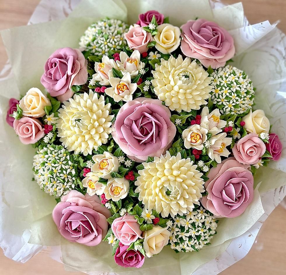 Bouquet de cupcakes fleuris